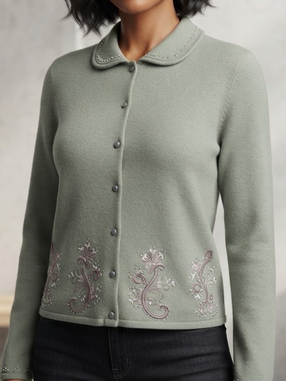 Vintage Koret Beaded Acrylic Cardigan‎ Sweater